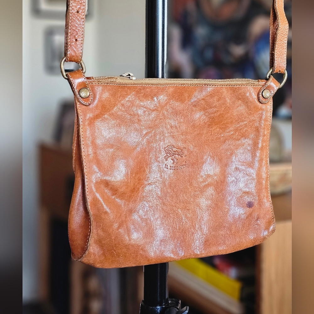 Il Bisonte Vintage Tan Leather Crossbody Bag - Picture 2 of 12
